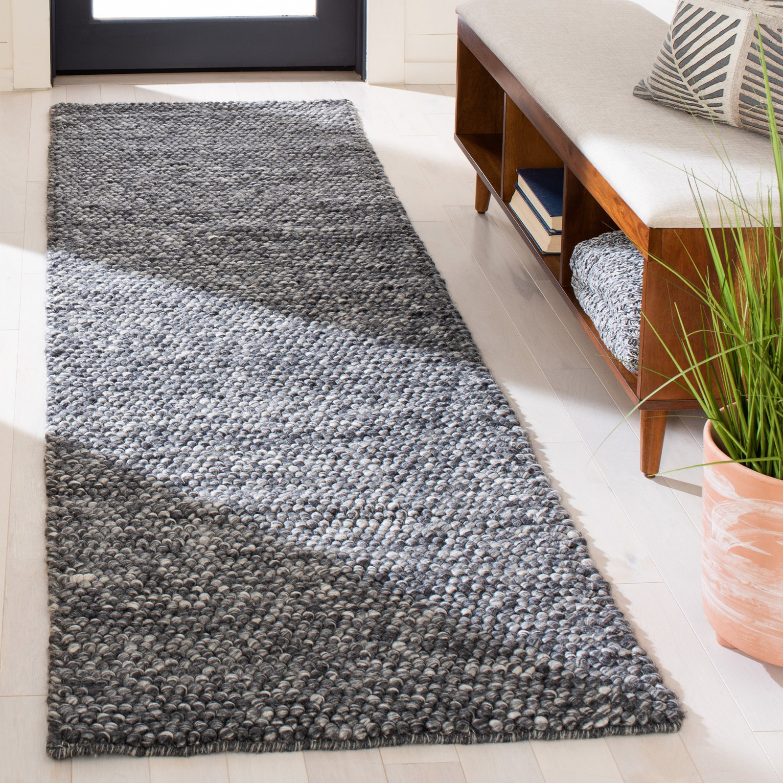 Elle Dark Gray Hand-Woven Rug, Runner 2'3" x 14'