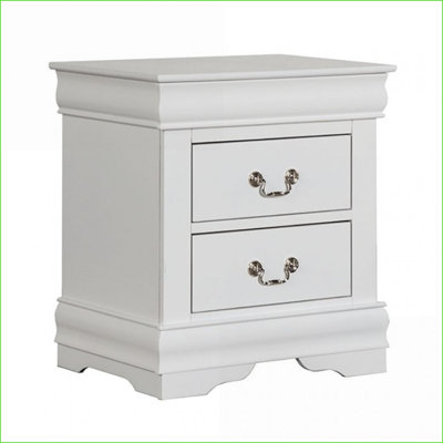 White Transitional Solid Wood Nightstand with Dovetail Drawers