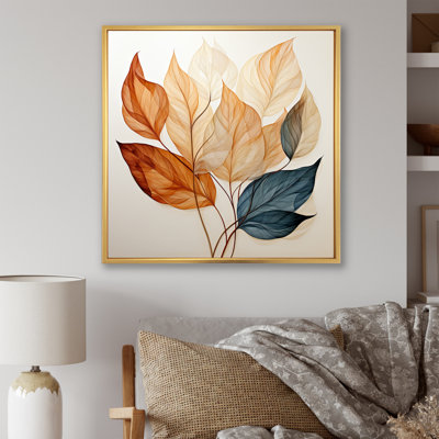 Copper Leafy Abstractions - Leaves Canvas Art