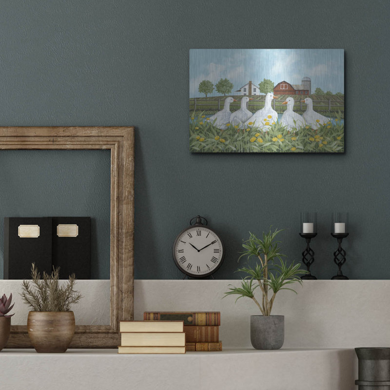  'White Geese' by Tanya Nyp Metal Wall Art, 16" x 12", 12" H x 16" W