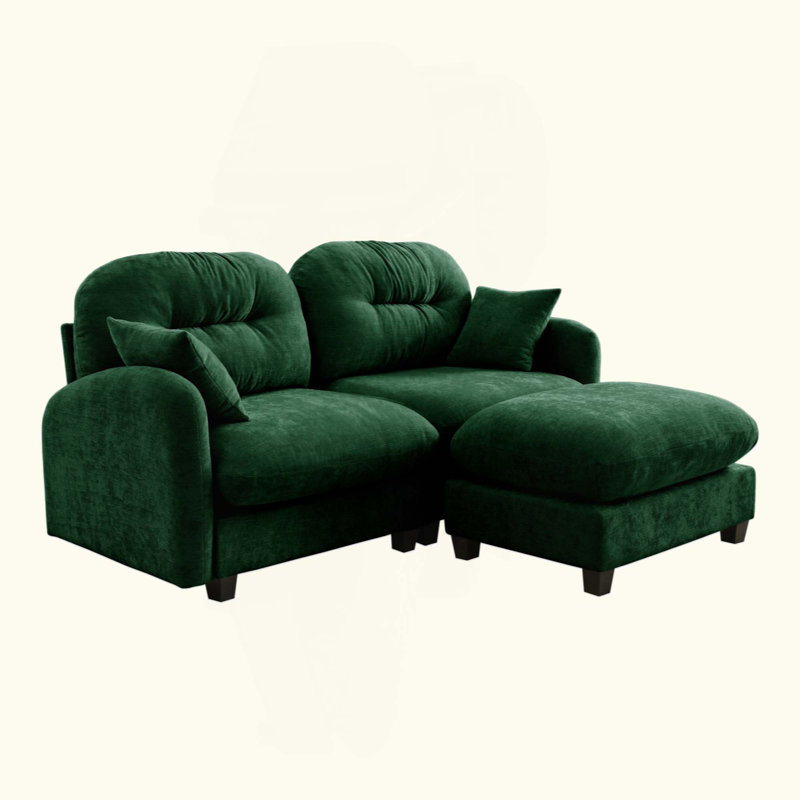 Canapé modulaire en L avec repose-pieds Cloud, Vert