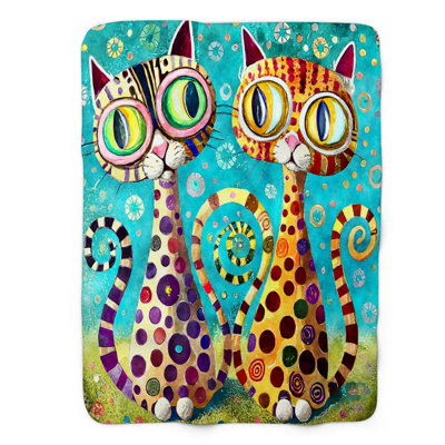Post-Impressionist Paw Pals - 1 Piece Premium Sherpa Blanket