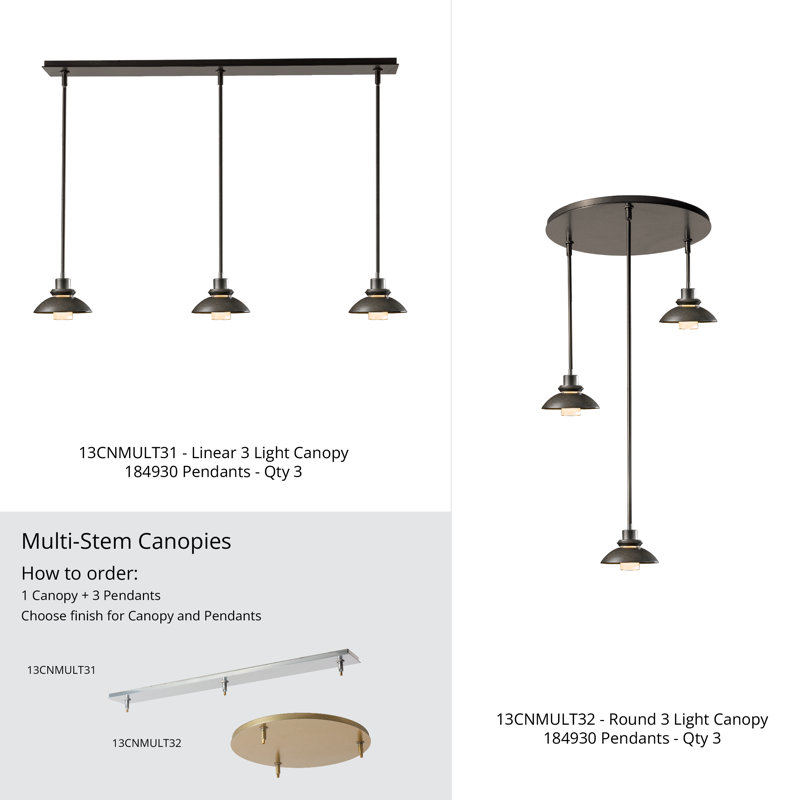 3-Light Round Canopy - Dark Smoke Finish, Dark Smoke