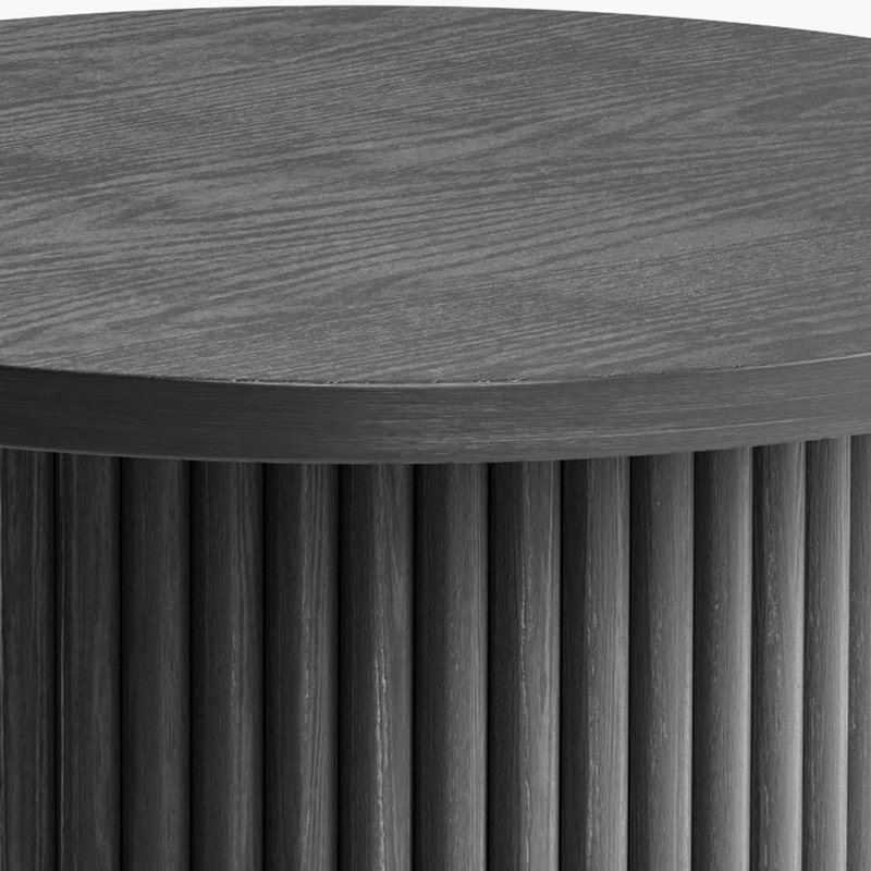 Ensemble de 2 tables de bout rondes en bois massif 22 po, fait à la main, Noir