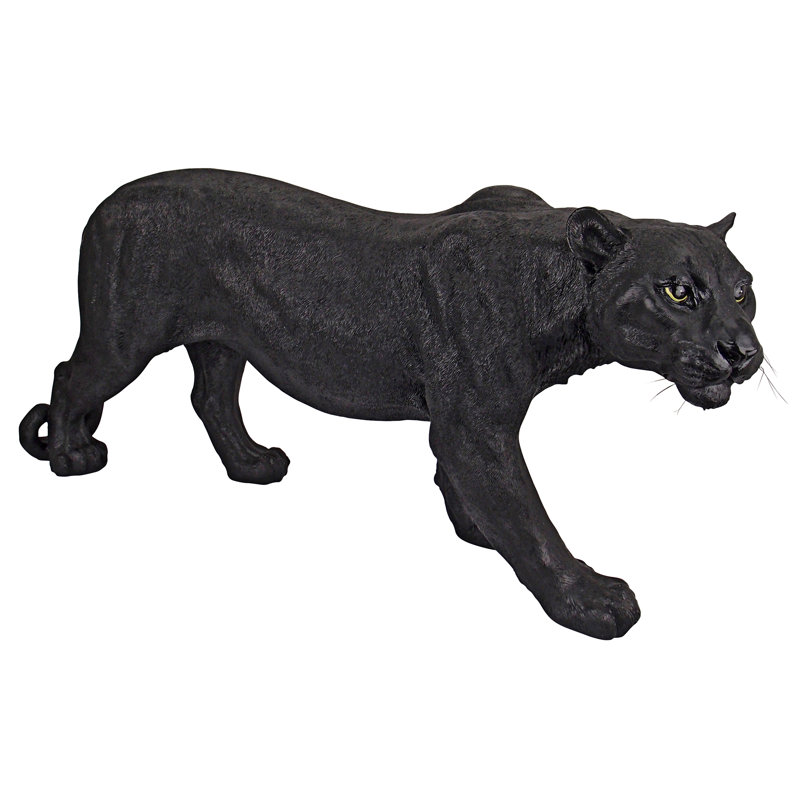 Large Black Resin Panther Garden Statue