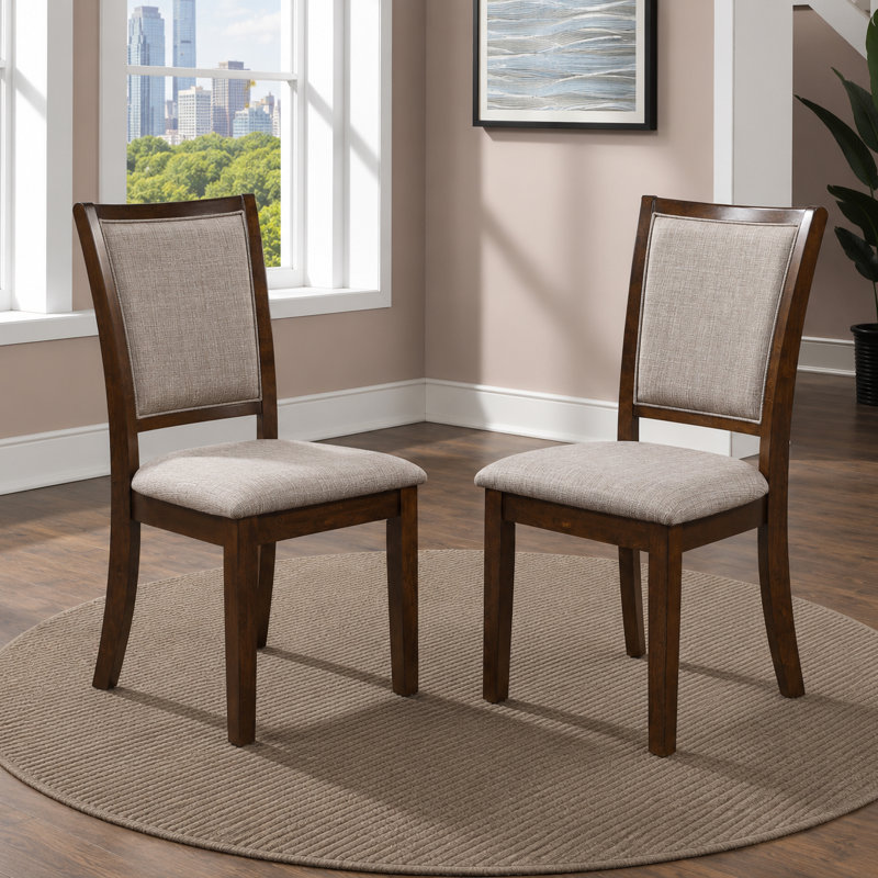 Josiha Polyester Upholstered and Wood Frame Side Chair, Cherry
