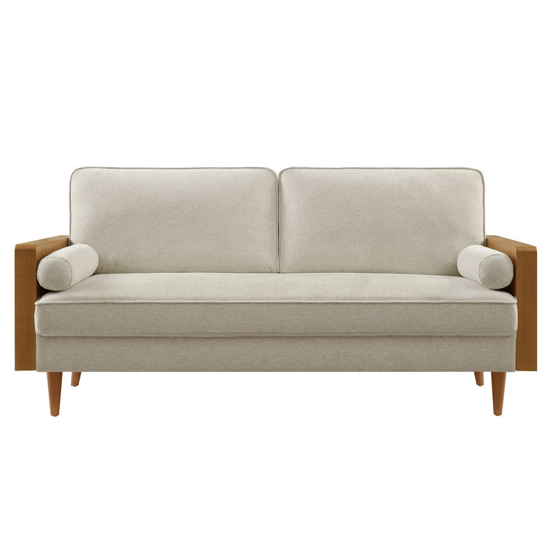 Kellan Performance Velvet Sofa In Walnut Alabaster, Noyer tissé chiné beige clair, H 33,47 po x l 72,32 po x P 31,69 po, 3
