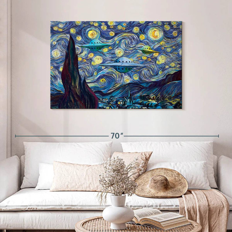 Kelan Alien Invasion Starry Night, 30" H x 45" W