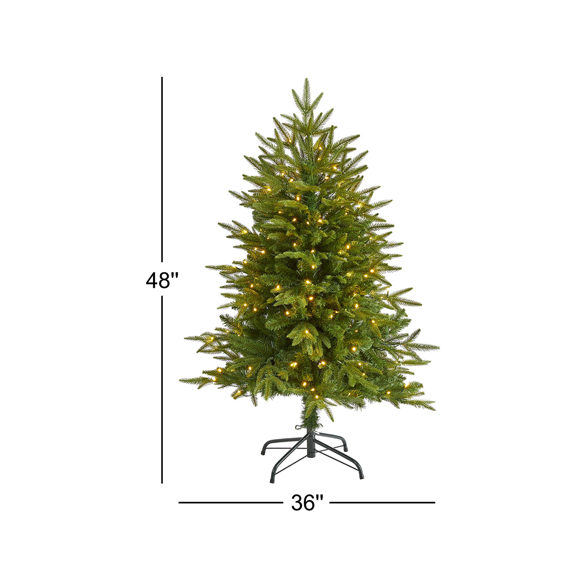 Green Lighted Artificial Fir Christmas Tree, 4' H
