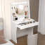 Tamme Dressing Table with Lighted Round Mirror and Storage-466833563