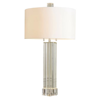 Lampe de table colonne en cristal cannelé