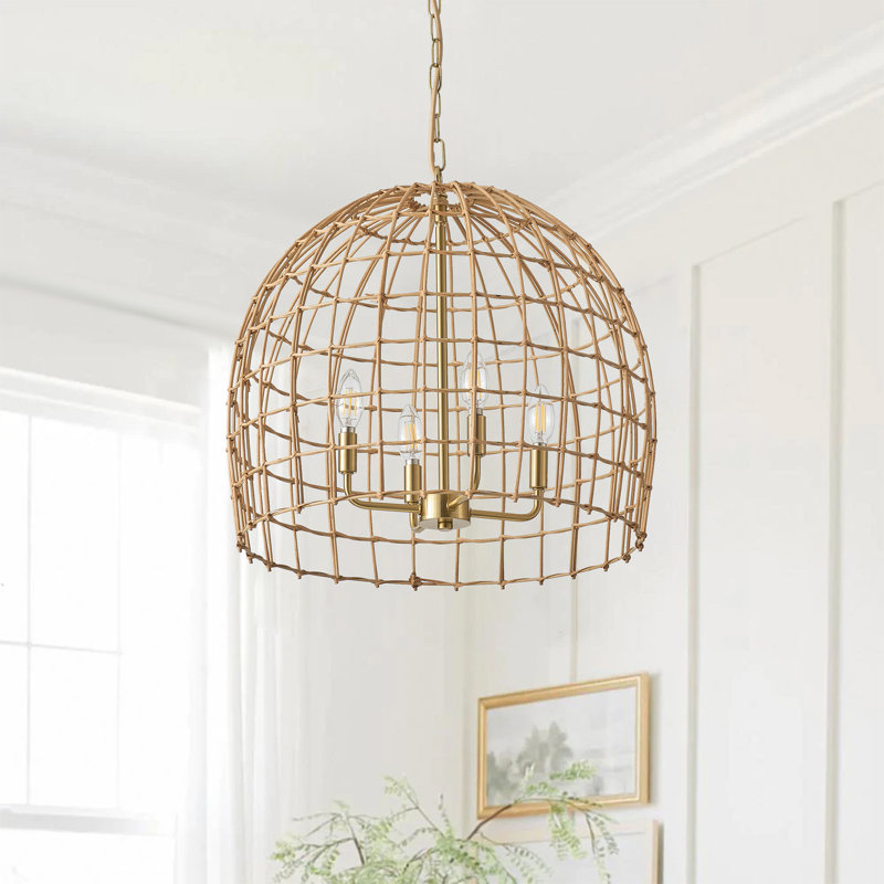 Luminaire suspendu en fer tressé 4 lumières