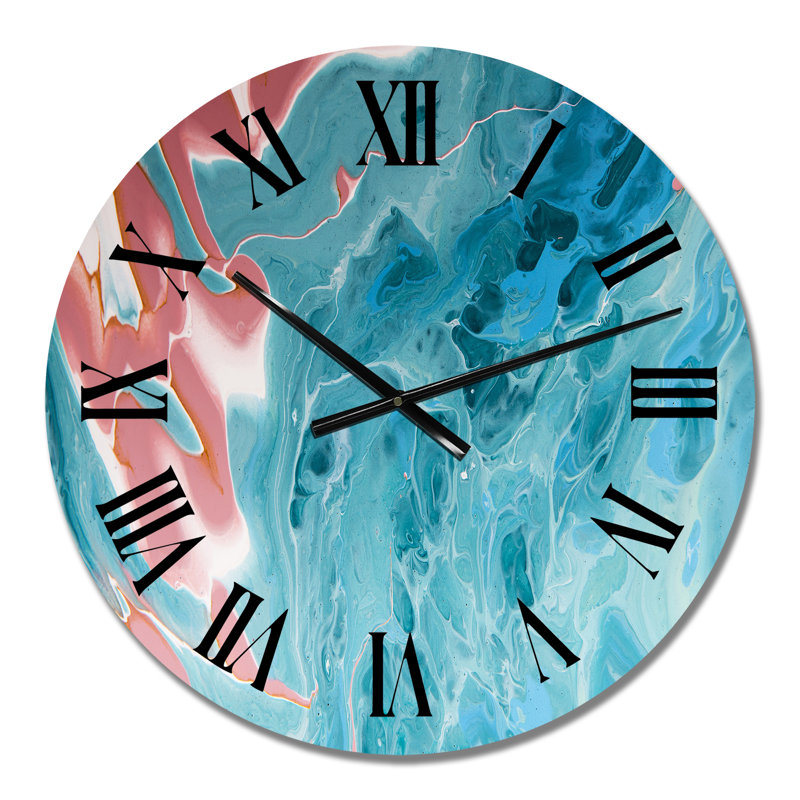 Horloge murale moderne translucide à l'encre rouge et bleue IV, Petit