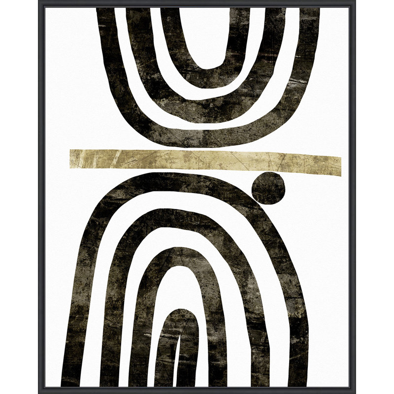 Interplay 1 par Artly - peinture sur toile à cadre flottant, Cadre noir, H 32 po x l 26 po x P 2 po
