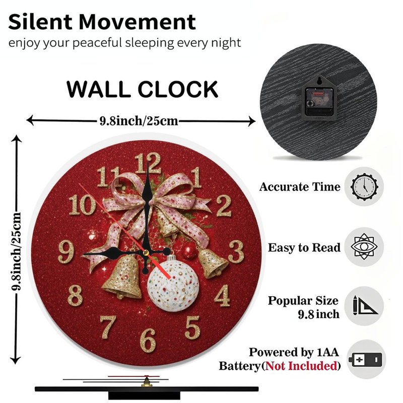 Rouge-scintillant-horloge-visage-avec-cloche-arc