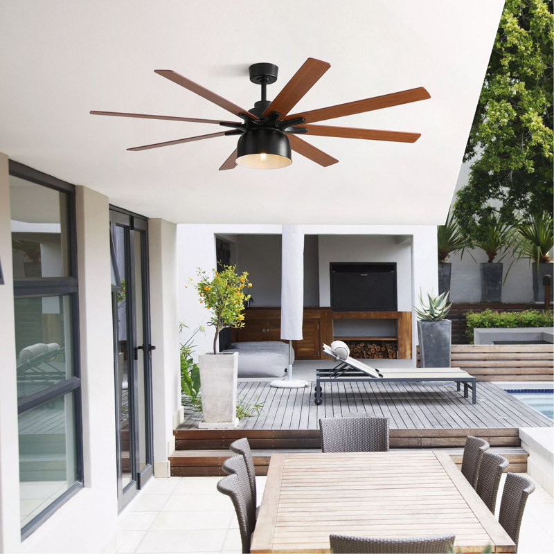 Ventilateur de plafond 52 pouces avec vent 6 vitesses et 2 pales à deux couleurs avec moteur à courant continu réversible et télécommande