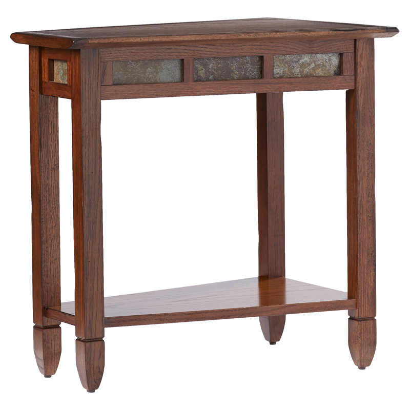 Oak and Slate Solid Wood Tile Recliner Wedge Table in Rustic Oak