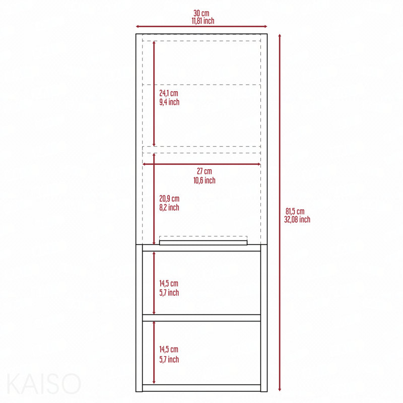 Armoire de salle de bain, avec deux tablettes internes, deux tablettes externes et une porte, blanc, Blanc