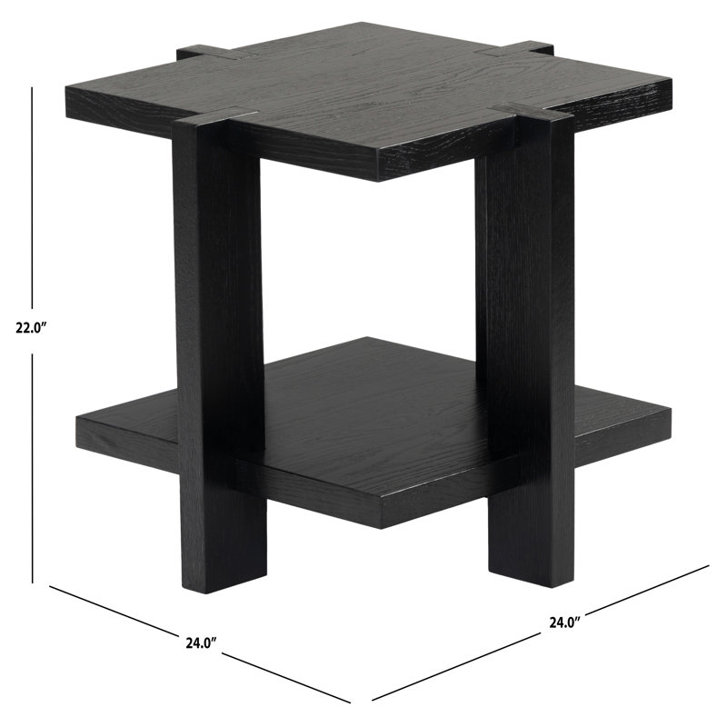 Quigley Square Wood Accent Table, Black