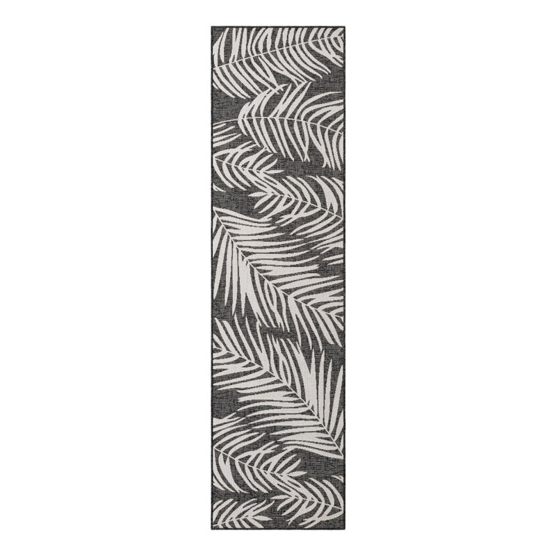 Valletta Floral Charcoal/Gray/Ivory Indoor/Outdoor Area Rug, Runner 2'7" x 10'