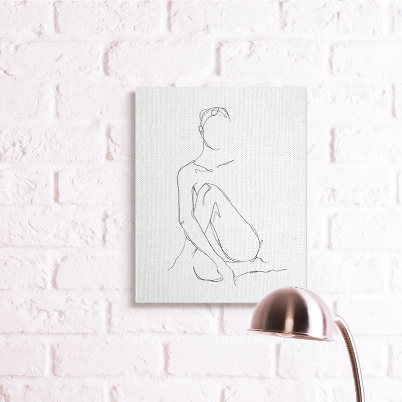 Dessin de silhouette féminine minimaliste, Toile tendue, H 30 po x l 24 po