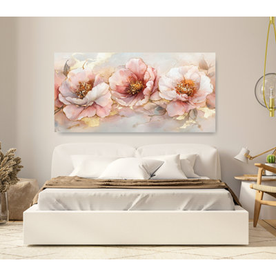 Pink Peonies Canvas, Bedroom Wall Art, Large Flower Painting