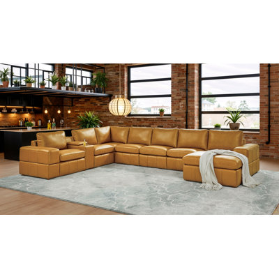Large Arm Leather Match Upholstery Modular Sectional