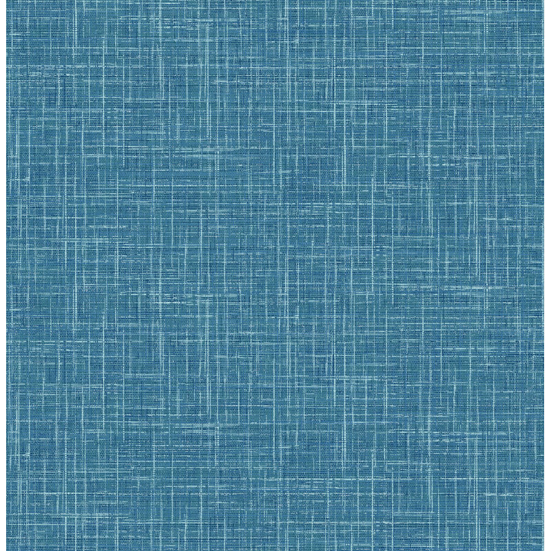 Amara Linen 33' L x 20.5" W Printed Wallpaper Roll, Navy Blue