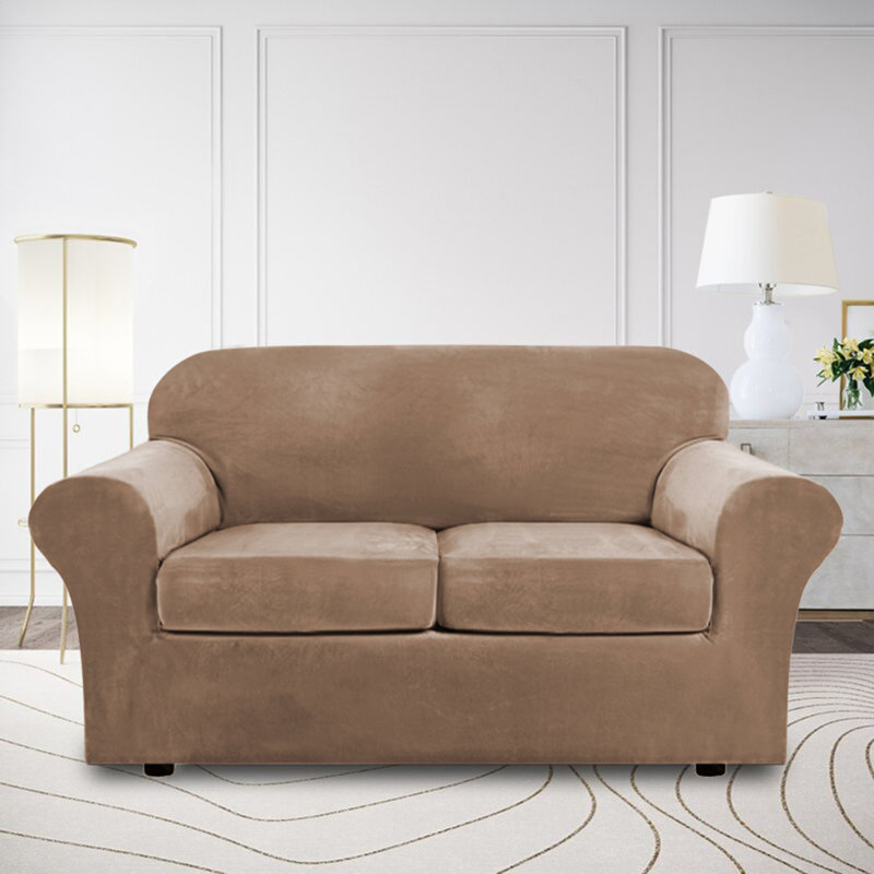 Box Cushion Loveseat Slipcover, Luggage
