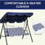 3 balancelles de patio bleu foncé. Coussin amovible. Structure en acier robuste. Auvent réglable inclinable pour la piscine, la cour arrière. Détendez-vous et détendez-vous. Capacité de poids de 440 lb. L 67,75 po x P 43,25 po et H 60,25 po