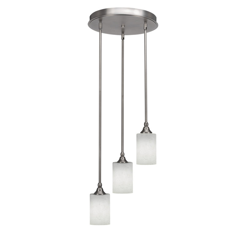 Empire 3 Light Stem Hung Cluster Pendalier, Brushed Nickel