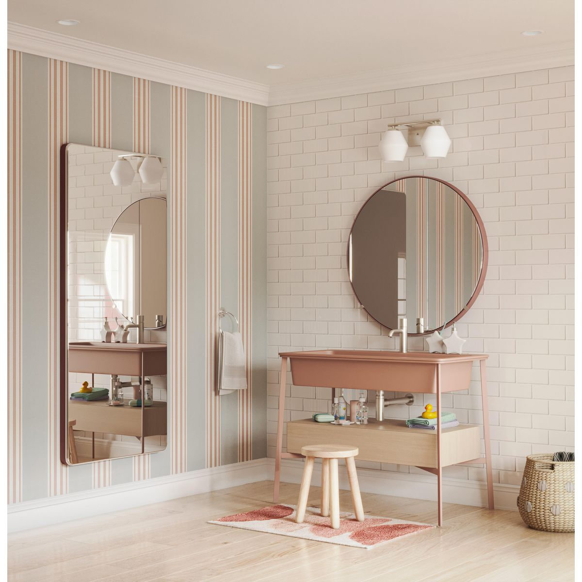 Audryna 2 Light Frosted Dimmable Vanity Light, Brushed Nickel
