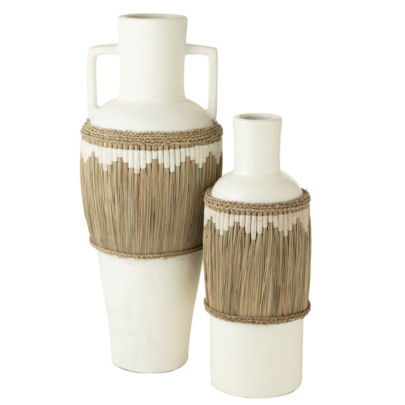 Hasler Earthenware Table Vase 1, White/Natural