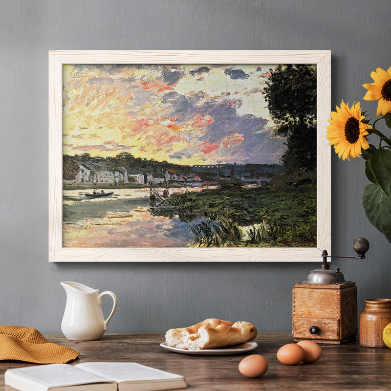 La seine à Bougival dans la soirée, 1870, reproduction d'art sur toile, Blanc, H 14 po x l 20 po x P 1,5 po