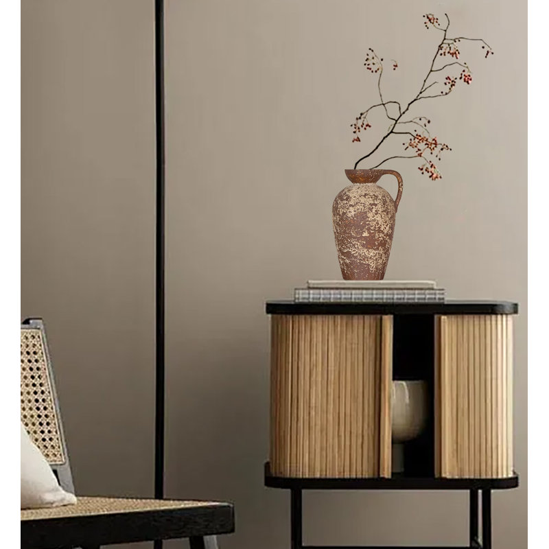 Vase à fleurs avec poignée, grand vase de ferme rustique