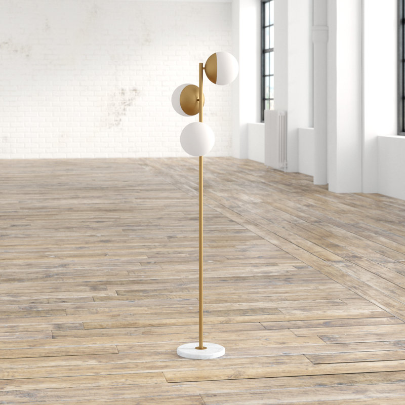 Yearby 65.5'' Tree Floor Lamp, Brass, Frosted White