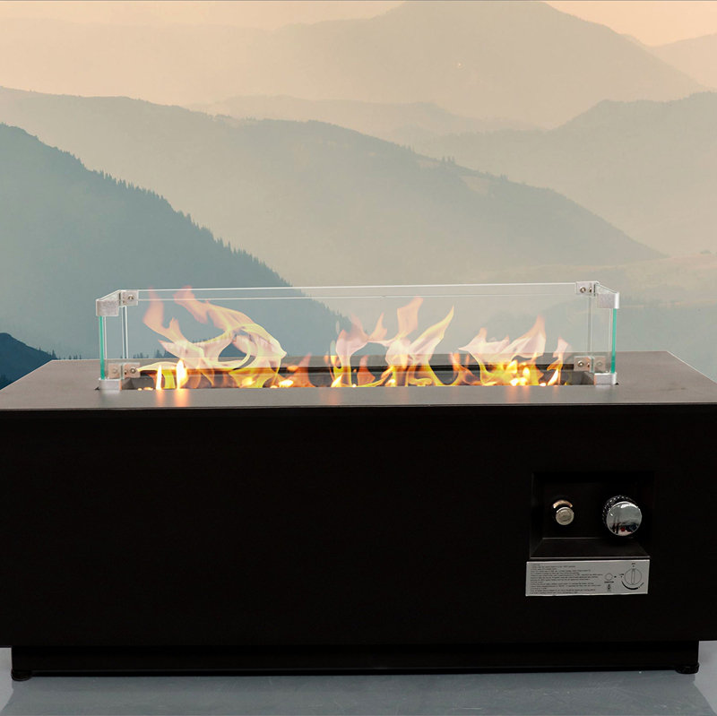 16 H X 42 W Steel Outdoor Fire Pit Table With Lid
