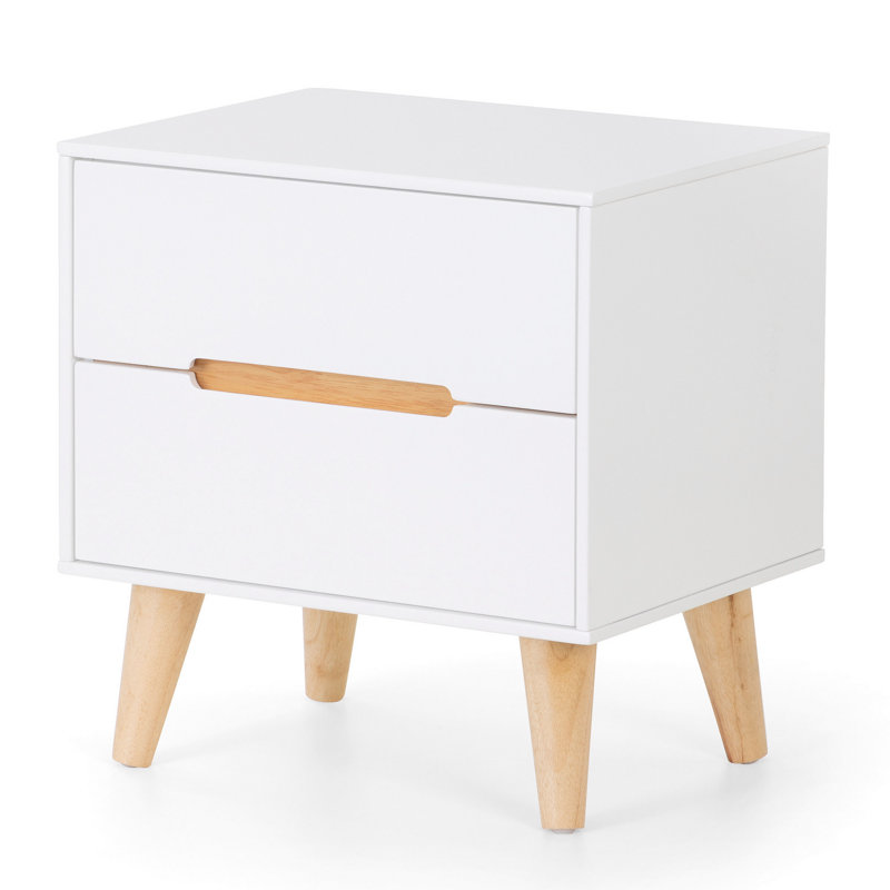 Heriberto 45cm W Manufactured Wood Bedside Table, White