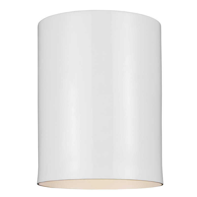 Cylinders 1 - Light Outdoor Flush Mount, White, 9" H x 6" W x 8.75" D, No