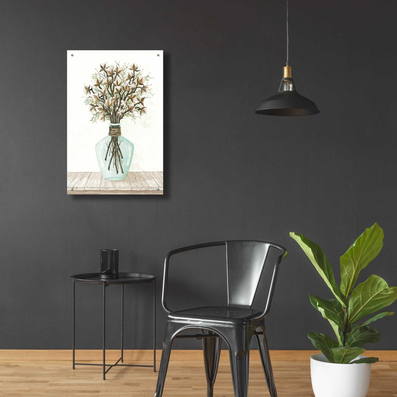 «Cotton Bouquet» par Cindy Jacobs, art mural en verre acrylique, H 36 po x l 24 po x P 0,2 po