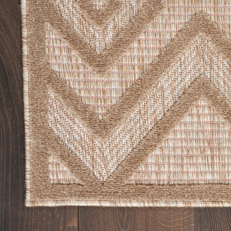 Foundry Select Versatile Diamond Natural Beige Indoor/Outdoor Area Rug, Rectangle 9' x 12'
