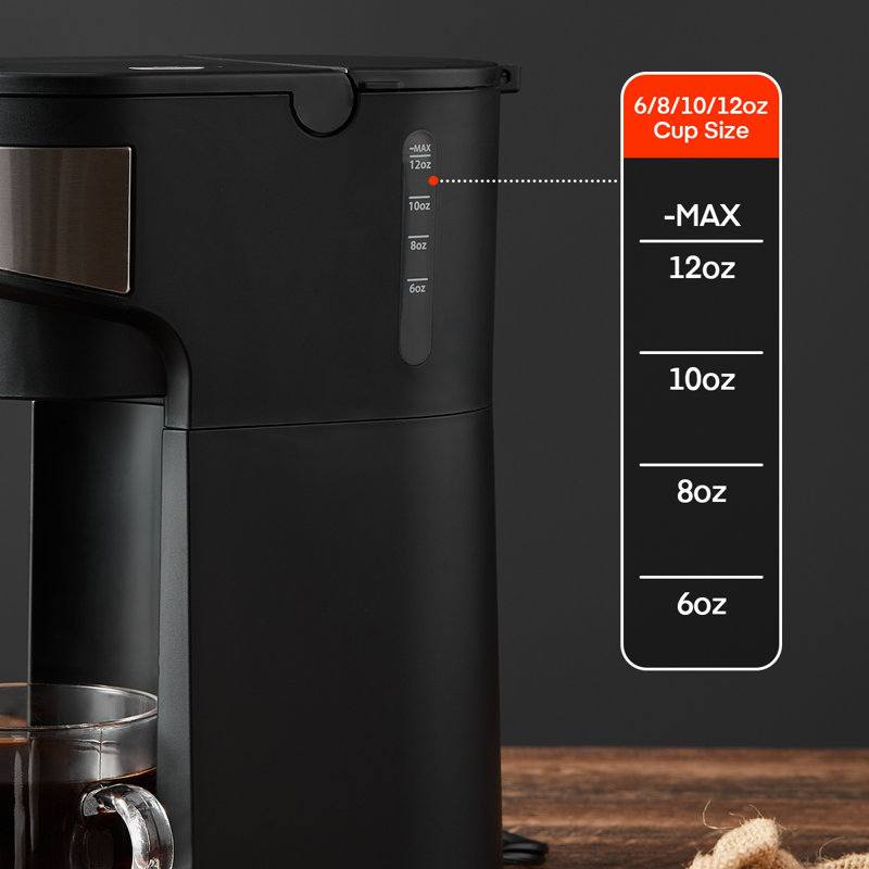 Coffee Maker, Single Serve Iced and Hot Coffee Brewer for K Pod, Small Coffee Maker with 6-12 OZ Brew Sizes, Self-Cleaning Function, Water Window, One Cup Coffee Machine with Reusable Filter