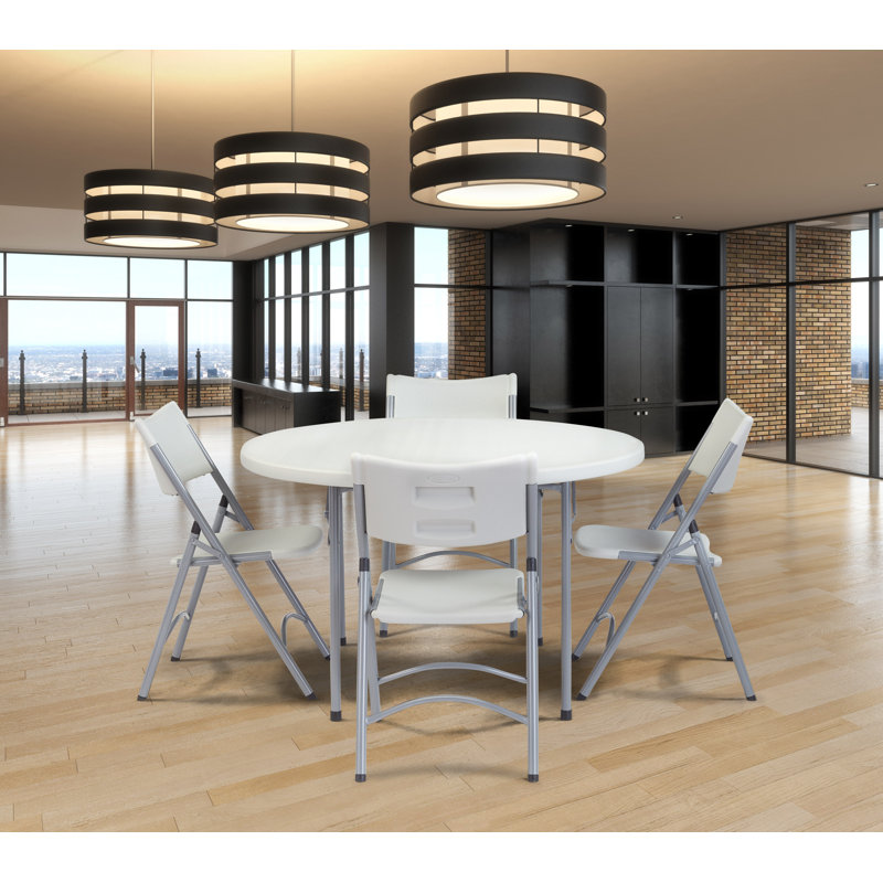 Table ronde pliante robuste avec 4 chaises