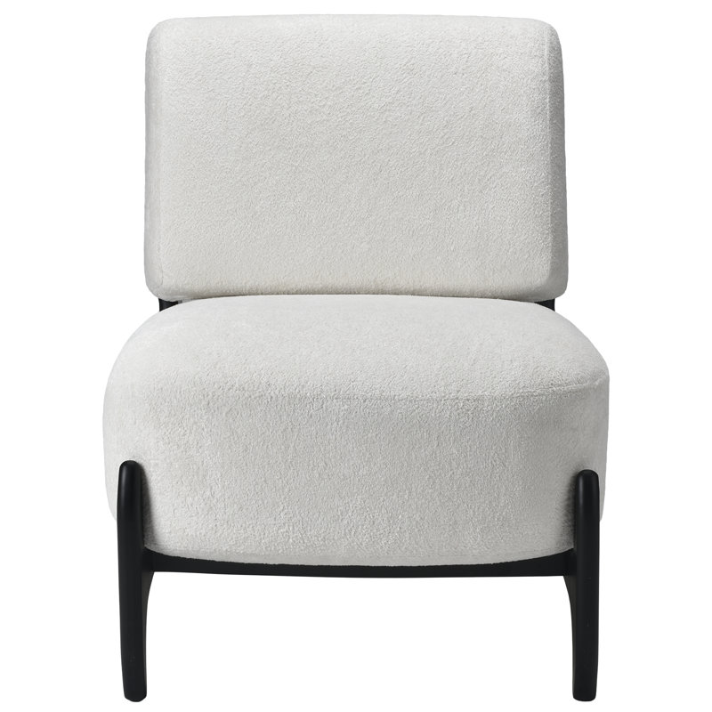 Modern Accent Chair With Solid Wood Base, Beige