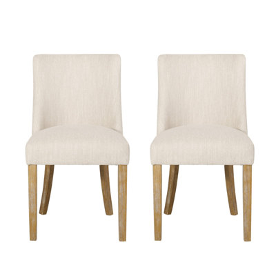Fabric Upholstered Dining Chairs, Beige (Set of 2)
