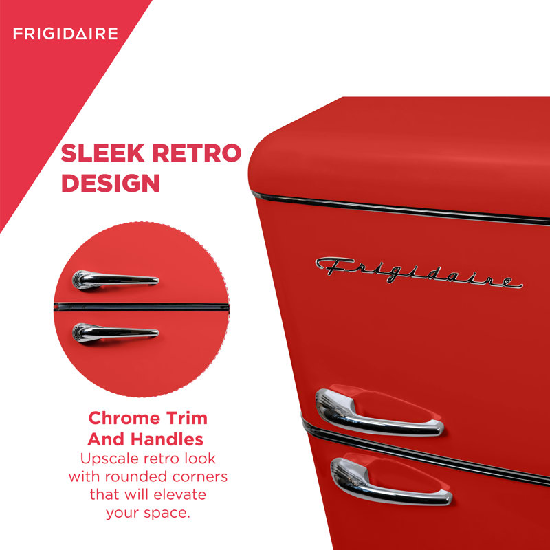 7.5 Cu. Ft. Capacity Retro Fridge Freezer Combo, Upright Fridge Freezer Combo, Apartment Size, Red