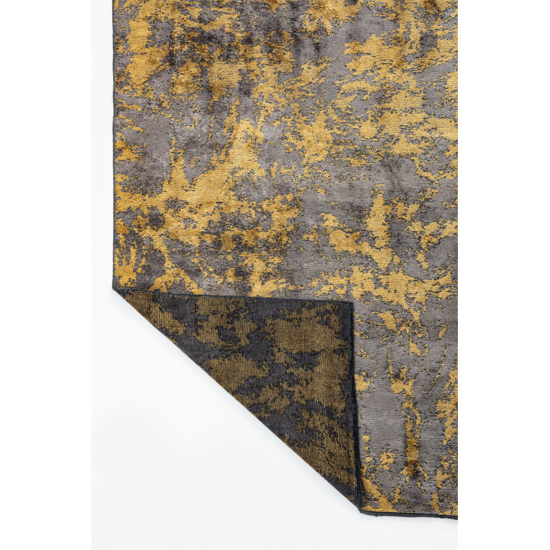 Rapture Yellow/Gray Luxury Area Rug, Rectangle 7'10" x 11'2"