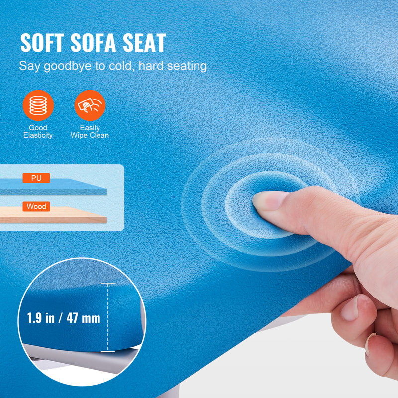 Blue Adjustable Swivel Shower Chair with Padded Seat