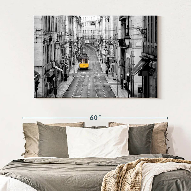" Yellow Tram Pop Canvas Print ", 34" H x 51" W x 1.25" D