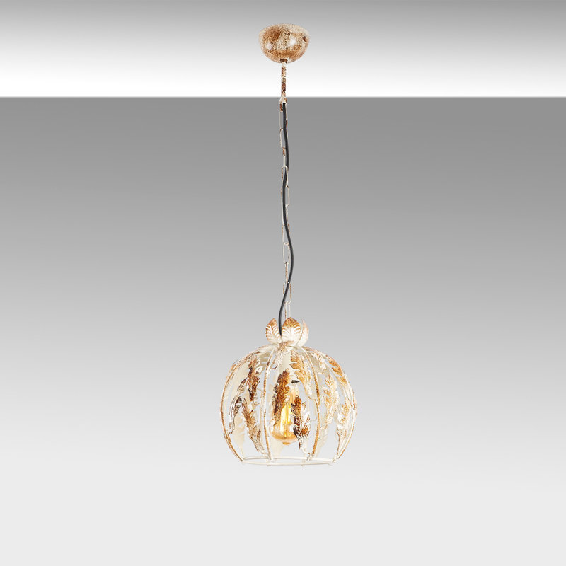 Luminaire suspendu sphère 1 lumière Mebane, Crème
